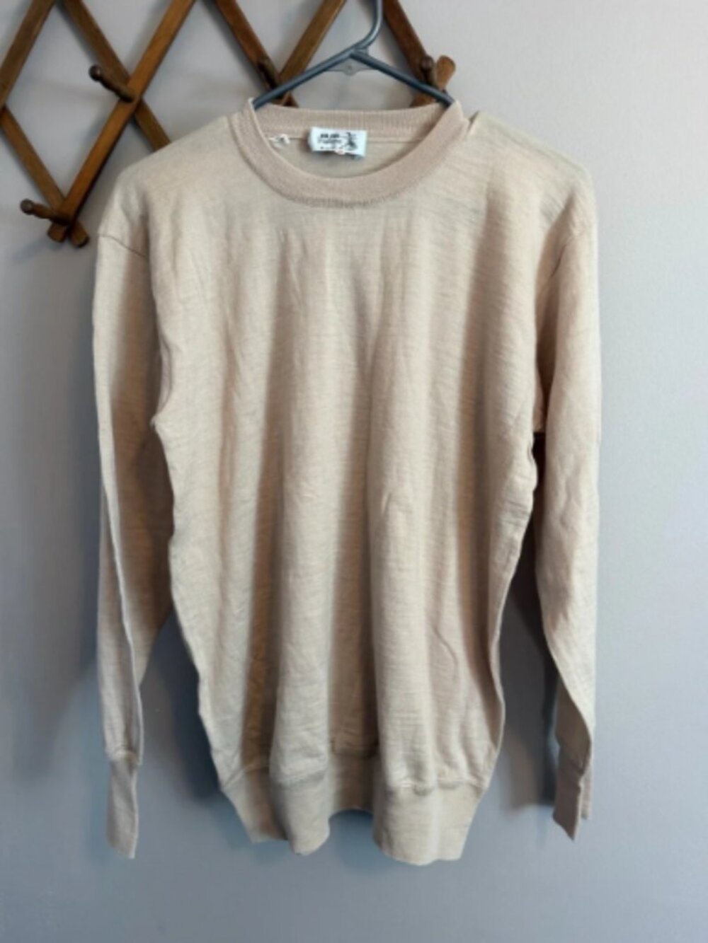 Vintage Fenghuang Pure New Wool Beige Base Layer Sweater